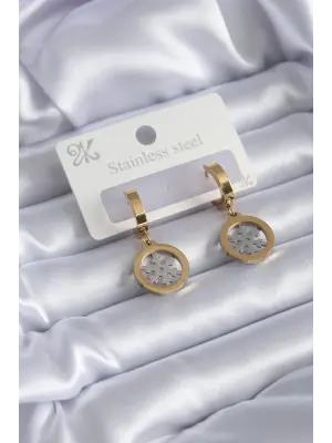   Altın Kar Tanesi Model Çelik Küpe