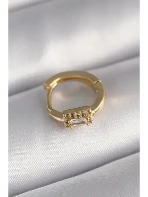 316L Çelik Gold Renk Kare Zirkon Taşlı Tragus Piercing