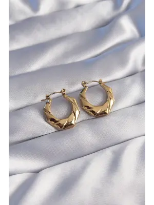   Altın Kıvrımlı Görünüm Geometrik Model Küpe