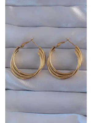   Altın Kıvrımlı Oval Küpe