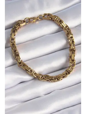316L Çelik Gold Renk Kral Zincir Model Erkek Bileklik