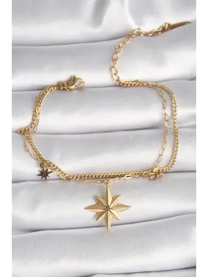 316L Çelik Gold Renk Kutup Yıldız Model Kadın Bileklik