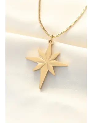  Altın  Kutup Yıldızı Çelik Kolye