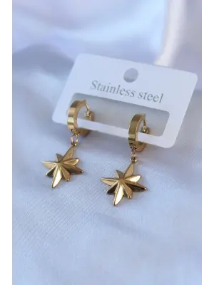 316L Çelik Gold Renk Kutup Yıldızı Model Kadın Küpe
