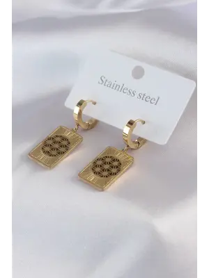   Altın Lotus İşleme Çelik Küpe