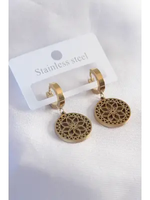   Altın Lotus Çelik Küpe