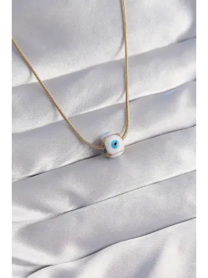  Altın  Mineli Nazar Model Çelik Kolye