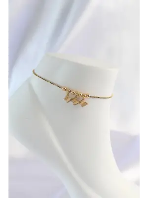 316L Çelik Gold Renk Minimal Kelebek Tasarımlı Halhal