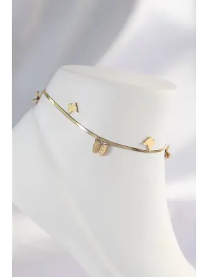 316L Çelik Gold Renk Minimal Kelebekli Halhal