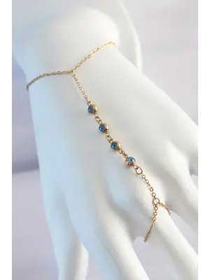 316L Çelik Gold Renk Minimal Nazar Boncuk Tasarımlı Şahmeran