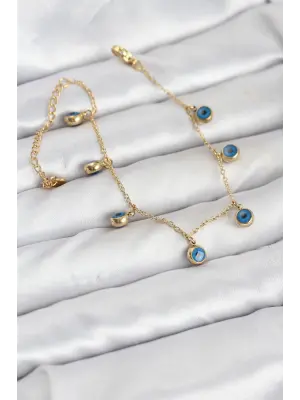 316L Çelik Gold Renk Minimal Nazar Model Kadın Bileklik