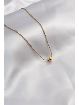 316L Çelik Gold Renk Minimal Top Figür Kadın Kolye