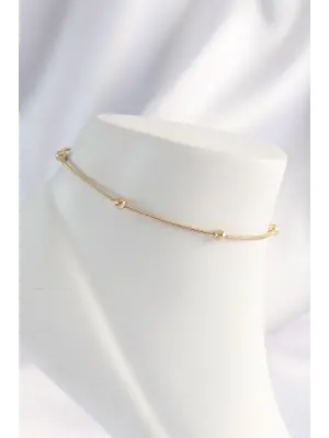 316L Çelik Gold Renk Minimal Topçuk Model Halhal