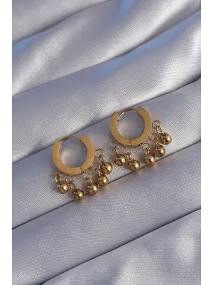   Altın Minimal Topçuk Model Sallantılı Küpe