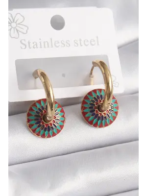   Altın Motif Model Çelik Küpe