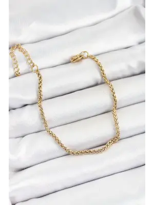 316L Çelik Gold Renk Örgü Burgu Zincir Erkek Bileklik