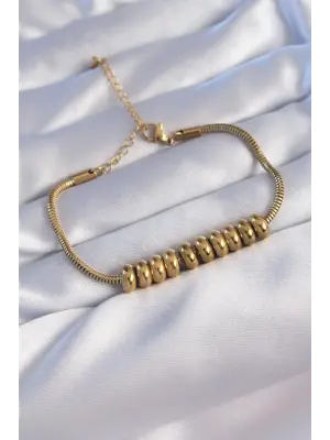 316L Çelik Gold Renk Oval Figürlü Bileklik