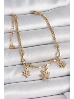 316L Çelik Gold Renk Sallantı Kar Tanesi Model Kadın Bileklik