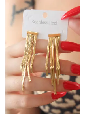   Altın Sallantı Model Çelik Küpe