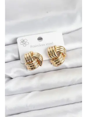 316L Çelik Gold Renk Sarmal Model Kadın Küpe