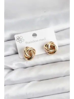 316L Çelik Gold Renk Sarmal Model Kadın Küpe