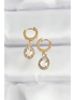   Altın Taşlı Damla Model Küpe