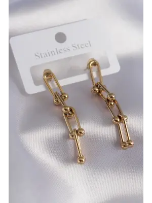 316L Çelik Gold Renk Tiffany Model Kadın Küpe