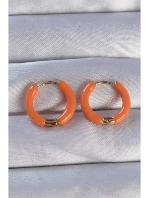   Altın Turuncu Mineli Halka Küpe