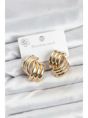 316L Çelik Gold Renk Vintage Kadın Küpe