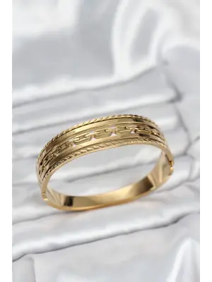 316L Çelik Gold Renk Vintage Model Kadın Kelepçe Bileklik