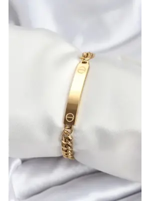 316L Çelik Gold Renk Yazı Yazmaya Uygun Kadın Bileklik