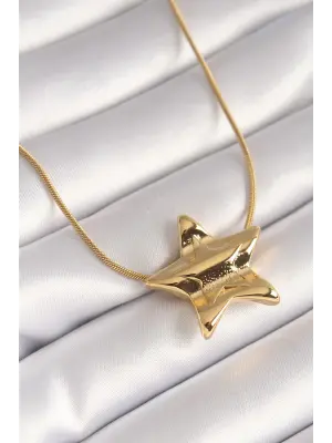  Altın  Yıldız Model  Çelik Kolye