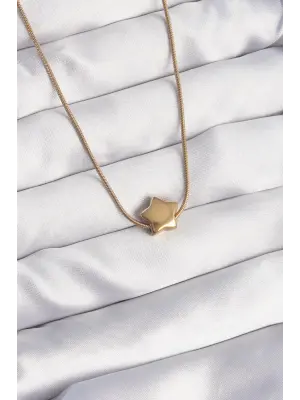  Altın  Yıldız Model Çelik Kolye