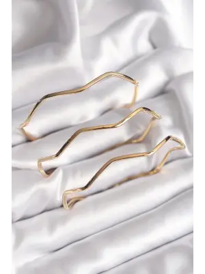 316L Çelik Gold Renk 65 mm Zikzak Model Ajda Bilezik