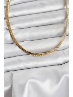 316L Çelik Gold Renk Düz Kararmaz Zincir Kadın Kolye