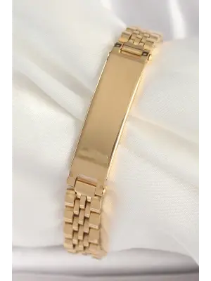 316L Çelik Gold Renk Zincir Künye Model Erkek Bileklik