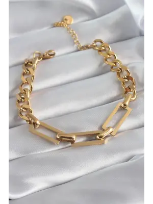 316L Çelik Gold Renk Zincir Model Kadın Bileklik