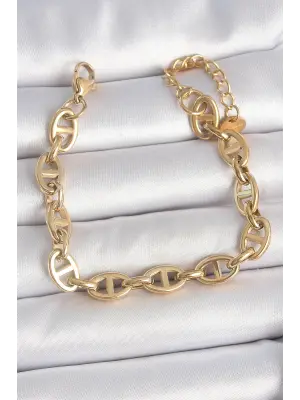 316L Çelik Gold Renk Zincir Model Kadın Bileklik