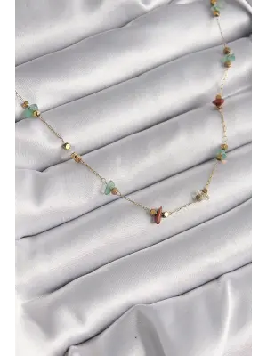  Altın  Zincir li Doğaltaş Model  Çelik Kolye