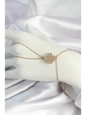 316L Çelik Gold Renk Zincirli Dönen Yonca Figürlü Şahmeran