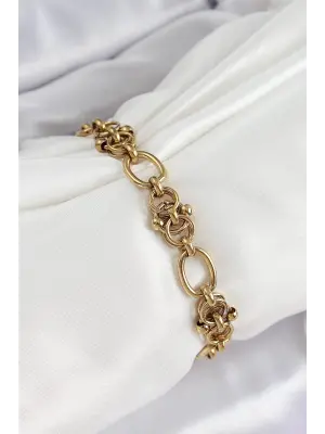 316L Çelik Gold Renk Zincirli Kadın Bileklik