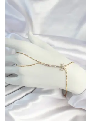 316L Çelik Gold Renk Zincirli Zirkon Taşlı Çiçek Figürlü Şahmeran