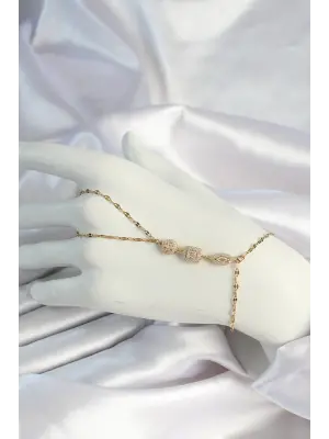 316L Çelik Gold Renk Zirkon Taşlı Baget Şahmeran