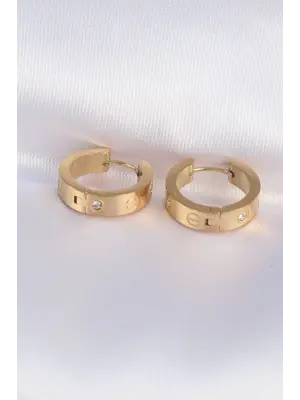   Altın Zirkon Taşlı Model Halka Küpe