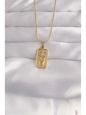  Altın  Zirkon Taşlı El Figür Vintage Çelik Kolye