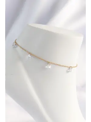 316L Çelik Gold Renk Zirkon Taşlı Halhal