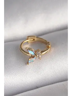 316L Çelik Gold Renk Zirkon Taşlı Kelebek Model Tragus Piercing