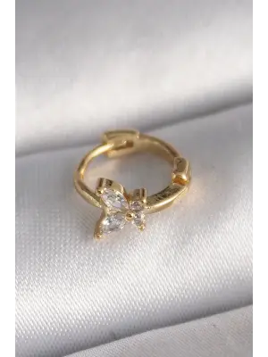 316L Çelik Gold Renk Zirkon Taşlı Kelebek Model Tragus Piercing