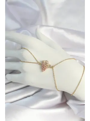 316L Çelik Gold Renk Zirkon Taşlı Kuğu Figürlü Şahmeran