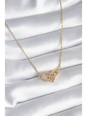  Altın  Zirkon Taşlı Tiffany Model  Çelik Kolye